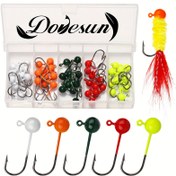 Resim 50 adet 0.2g / 0.35g / 0.45g / 0.8g / 1.75g Dovesun Sinek Bağlama Jigs Kiti, Sinek Balıkçılık İçin Jig Kafaları, Sinek Bağlama İçin Balıkçılık Cazibesi Takımı, Balıkçılık Yemi 