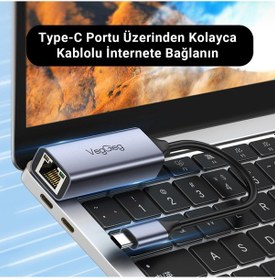 Resim Veggieg Type-c 1000mbps Gigabit Ethernet Adaptörü Pc, Mac, Konsol, Tv Box Uyumlu 