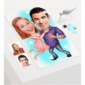 Resim Kişiye Özel Sevgililer Karikatür 240 Parça A3 Puzzle - 3 