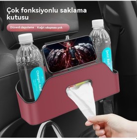Resim Araba Koltuğu Arka Saklama Kutusu Çanta Araba Çok Fonksiyonlu Saklama Kutusu Mendil Kutusu Su Dağı Tutucu Saklama Kutusu Saklama Kutusu Beige 