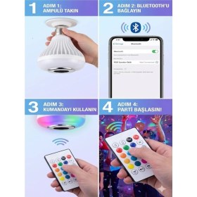 Resim LTG Nova Bluetooth Rgb LED Hoparlörlü Akıllı Ampul - Renkli Müzikli Lamba ve Kumanda 