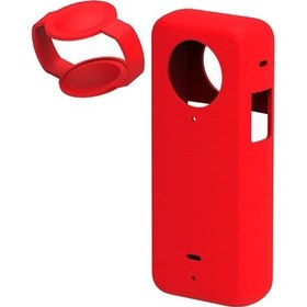 Resim Lasonstiges Insta 360 X3 Panoramik Aksiyon Kamerası Için Silikon Kılıf Toz Geçirmez Silikon Koruyucu Kılıf Anti-drop Kılıfı Kırmızı 