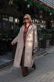 Resim MODA S&S BZLİNE Çizgili kaşe kaban 