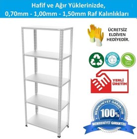 Resim Raf Burada 5 Katlı Galvaniz Çelik Raf - Depo, Arşiv, Kiler, Dosya, Market Rafı-31x93x250 cm- 0.70 mm 