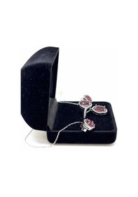 Resim Oya Silver Lal Taşlı Işıltılı Gümüş Set&takım 