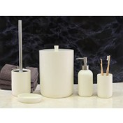 Resim By Selim Elegance Krem 5 Parça Polyester Banyo Seti 