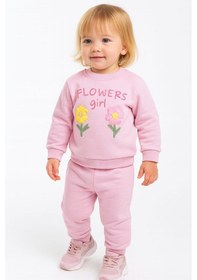 Resim Çiçek Nakışlı Kız Bebek Kışlık Takım Pembe 