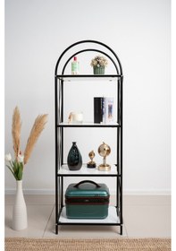 Resim Demeter Dekoratif Raf Mobilya Kitaplık Dekoratif Metal Mobilya Siyah 4 Raflı Kitaplık Siyah 