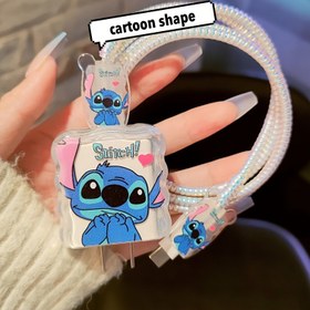 Resim 1 Adet Resmi Stitch & Stitch! Kablo Koruyucu - Yüzüyle Dizayn Edilmiş, Uyumlu ve Esnek Şerit Organizeri (Stitch Peluşla Tamamen Senkronize) Hayranlar için Doğum Günü/Noel Hediyesi, İdeal Ev Ofis Seyahat Aksesuarı 
