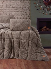 Resim Cotton Box Tek Kişilik Peluş Yorgan Seti Bej Bej 