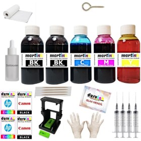 Resim Mertink Hp J5785 J5790 J6410 (350 351xl) Kartuş Dolum Seti 5 Li Set 5x100ml Mürekkep 