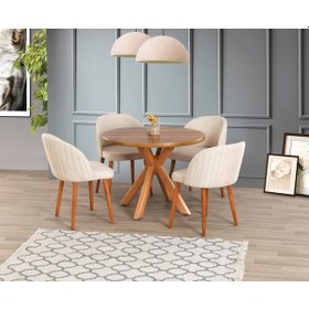 Resim Ceviz Kaplama Meyra Sandalye Soft-02 100 100 Sahra Sabit Masa Takımı Ceviz 