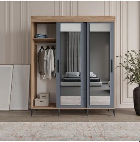 Resim Afillibebek Izmir Sürgülü Aynalı Ve Kapaklı Gardrop Dolap 