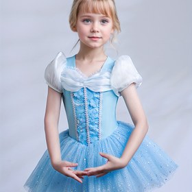 Resim Kadınlar için Puf Kollu, Parıldayan Payet ve Dantel Detaylı Yumuşak Tül Diz Boyu Bale Kostümü - Bahar/Yaz Performansları, Bale Elbisesi, Performans Kıyafeti, Zarif Bale Giyimi, Dekoratif Kurdele Detayı 