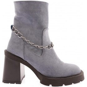 Resim Dgn 1543 Yuvarklak Burun Zincir Detayli Kadin Topuklu Bot 1543-2174-R13379 Kot Mavi 