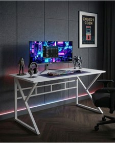 Resim TEKATEL Oyuncu Masası Gaming Masa Bilgisayar Masası Metal ayaklı Çalışma Masası Ofis masası Beyaz 120X60 