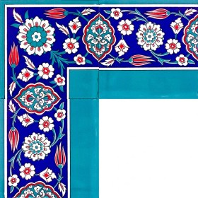 Resim Armada Çini 20x20 Cm KS 24 Osmanlı Çiçek Desen Seramik Çini Bordür 