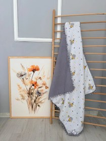 Resim %100 Pamuk Çift Katlı Battaniye Balık 90x90 Çok Renkli 