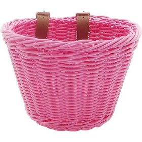 Resim Konesam Büyük Boy Pembe Pp Tekerlekli Araç Sepeti - Çocuk Bisikleti, Öğrenme Arabası İçin Dikişli Saklama Sepeti Pembe 