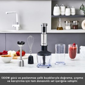 Resim Karaca Inox Quick Mix Hız Ayarlı 1300W El Blender Set - 9637B 