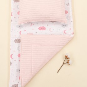 Resim Alt Açma Matı ve Yastık - Çift Taraflı - Şeker Pembe Örgü - Pembe Bulut 