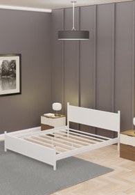 Resim Metalia GM 305 MODERN ÇİFT KİŞİLİK AHŞAP METAL TAMAMI BEYAZ KARYOLA 140X190 