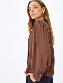 Resim Uzun Kollu Şal Yaka Krep Gömlek 