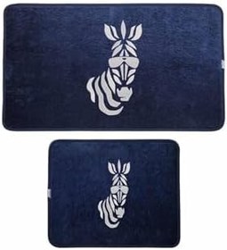 Resim Zebra Desen 2li Banyo Paspas Takımı, 60x100 cm, Lacivert 