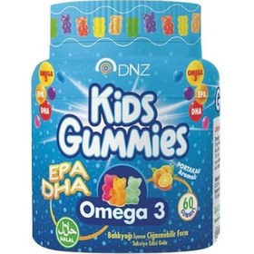 Resim Dnz Kids Gummies Omega 3 Balık Yağı İçeren Çiğnenebilir Portakal Aromalı Takviye Edici Gıda 60 Gumies 
