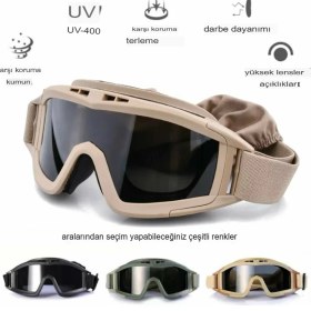 Resim Revision Taktikal Gözlük 3 Lensli Koruyucu Maske / Tactical Gözlük / Airsoft ve Motosiklet Gözlüğü 