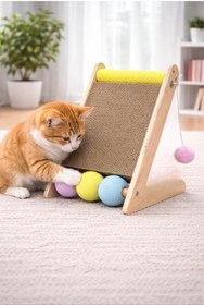 Resim Yıldızan srdshop Pureza Ahşap Gövde Kedi Tırmalama Tahtası| Oyun ve Tırmalama Platformu| Kedi Oyuncağı| Halat 