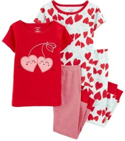 Resim Carter's Carters Kız Bebek Kalp Desenli 4'lü Pijama Set 