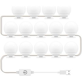 Resim Neevoyu Led Ayna Işıklı Lambalar, 3 Renk Tonu, Usb Dokunmatik, Sürekli Işık Ayarlama, 14 Led, Makyaj Dolap Işığı 