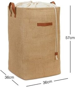 Resim Ocean Home Textile Ağzı Büzgülü Jüt Çamaşır Sepeti 36 x 36 x 57 cm 