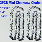 Resim 1/2/4/6/8 inç metal motorlu testere zinciri, 28/36/48 tahrik halkası, 1/4'' LP aralıklı, 0.043'' kalınlık, 1.1mm, elektrikli taşınabilir mini testereler için yedek zincir, kolay kurulum, tüm 4/6/8 inç mini testerelerle uyumlu, verimli dal kesimi ve ahşap işleri/bahçe DIY projeleri için ideal 