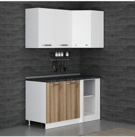 Resim Minar 145cm Köşe Mutfak Dolabı - Beyaz/dore K145-d1 