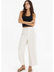 Resim DeFacto Culotte Yüksek Bel Geniş Paça Pensli Keten Karışımlı Pantolon F1855AX25SPBG702 