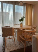 Resim Woodywood 120 CM Geniş Sütun Ayak Çam Kaplama Yuvarlak Yemek Masası 