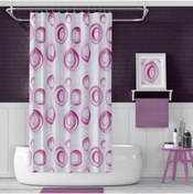 Resim Zethome Banyo Perdesi 2x110x200 Çift Kanat Duş Perdesi Halka Hediyeli 4954 Pembe 