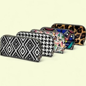 Resim Me-vo Geometrik Desenli Renkli Clutch El Çantası, Fermuarlı, Bileklikli Çok Renkli 