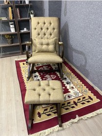 Resim Asedia Rustik Ceviz Sarı Sallanan Sandalye Dinlenme Koltuğu 