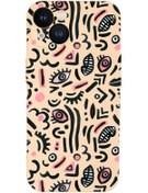 Resim mooodcase Iphone 13 Uyumlu Doodle Desenli Kamera Lens Korumalı Darbe Emici Silikonlu Lansman Kılıf 