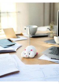 Resim Yatan Kawaii Sevimli Beyaz Hamster Fotoğraf Ve Not Tutucu - Ofis Masa Not Tutacağı Beyaz 