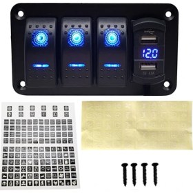 Resim Xiyu Shop No.4 Tarzı Gang On Off Rocker Switch Panel 4.2A Çift USB Şarj Soketi ile LED Dijital Voltmetre Araba Deniz Teknesi LED Anahtar Paneli (Yurt Dışından) 