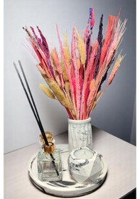 Resim Mermer Desenli Yuvarlak Tepsili Vazo Seti-kibritlik-tealıghtlık-vazo-oda Kokusu Beyaz - Siyah 