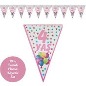 Resim 4 Yaş Pembe Flama Bayrak Set Süs Tüm Yaşlar 