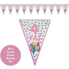 Resim 4 Yaş Pembe Flama Bayrak Set Süs Tüm Yaşlar 
