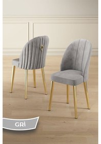 Resim Canisa Mos Serisi 90x90 Lak Panel Antrasit İroni Gold Kaplama Ayaklı Masa Takımı Ve 4 Gri Sandalye Antrasit İroni Masa Sandalye Gri Gold Detay 