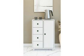 Resim Montenero Sebzelik Dolap 4 Çekmeceli Kapaklı Mutfak Banyo Düzenleyici Parlak Beyaz 60x85 Cm 