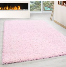 Resim Soft Shaggy Halı Yüksek Tüylü Düz Pembe Renkli Çocuk Odası Oturma Odası Salon Mutfak Halısı 